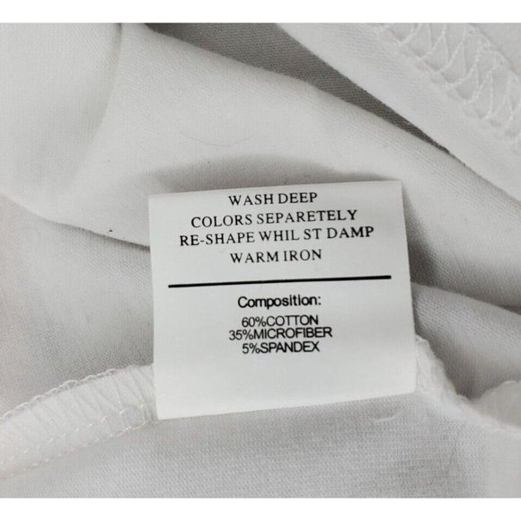 Rare Gold Leaf Large White Black Strap Design Crew Neck Designer T-Shirt - Picture 11 of 12